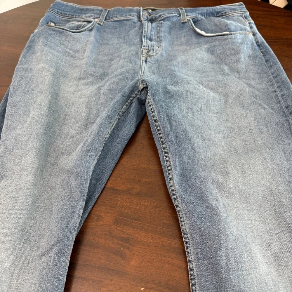7 For All Mankind Paxtyn Skinny Jeans Mens 38x33 Light Wash Stretch Denim